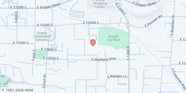 Map showing Draper Senior Center at 1148 E Pioneer Rd., Draper, UT