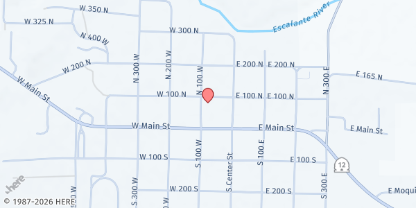 Map showing Escalante Senior Citizens Center at 75 N 100 W, Escalante, UT