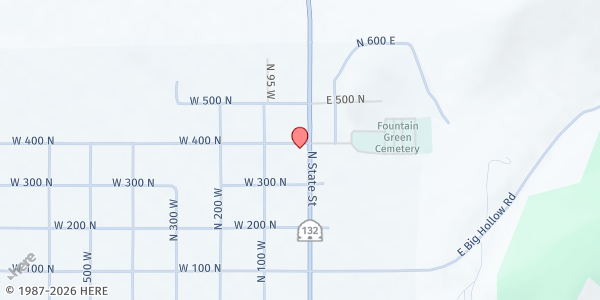Map showing Fountain Green - Mobile Food Drop at 375 N State St., Fountain Green, UT