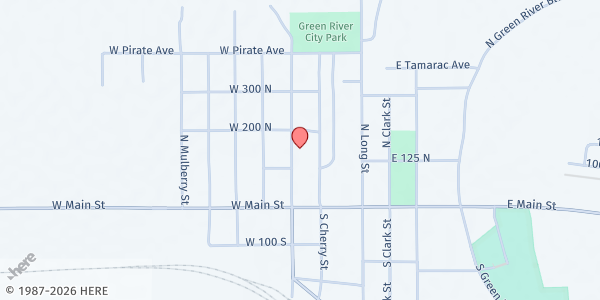 Map showing Green River Food Pantry at 140 N Broadway, Green River, UT