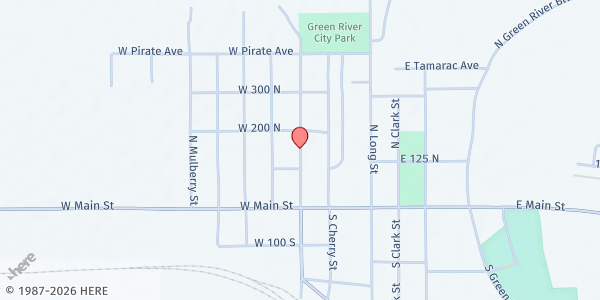 Map showing Green River Food Pantry at 140 N. Broadway, Green River, UT