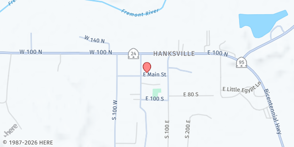 Map showing Central Utah Food Sharing - Hanksville at 30 S HWY 95, Hanksville, UT