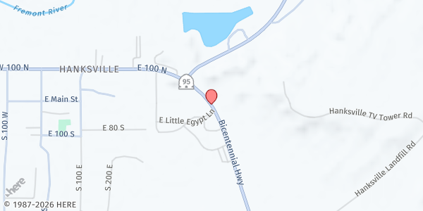 Map showing Central Utah Food Sharing - Hanksville at 35 S UT-95, Hanksville, UT