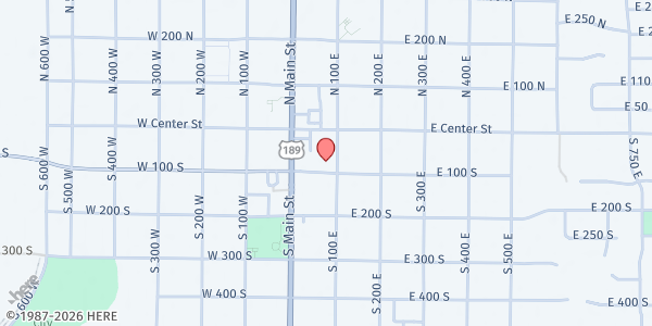Map showing Share The Future Community Land Trust - Food Distribution Center at , Heber City, UT