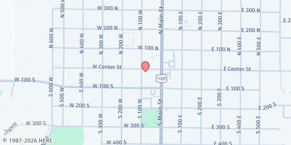 Map showing St. Lawrence Catholic Church at 5 S. 100 W., Heber City, UT