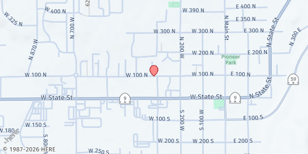 Map showing Hurricane Senior Citizens Center at 95 N. 300 W., Hurricane, UT