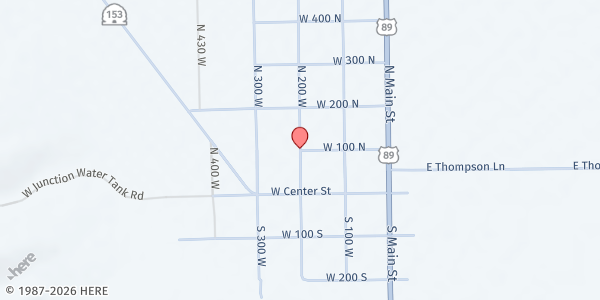 Map showing Central Utah Food Sharing-Junction - Food Pantry at 100 N 200 W St, Junction, UT