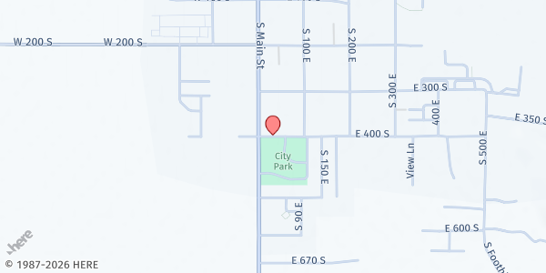 Map showing South Summit Senior Center at 34 E. 400 S., Kamas, UT