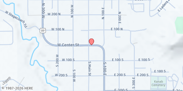 Map showing Kane County Community Mobile Pantry at 20 E Center St, Kanab, UT