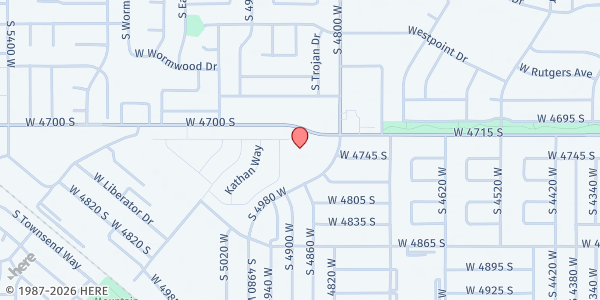 Map showing Kearns Senior Center at 4851 Lacoy Dr, Kearns, UT