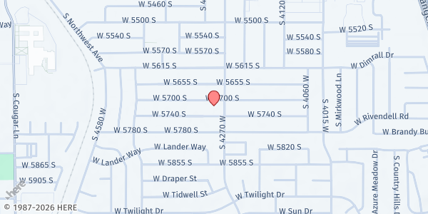 Map showing Nueva Esperanza Community Service - Mobile Pantry Location at 5720 S 4270 W, Kearns, UT