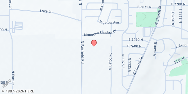 Map showing Faith Baptist Church at 2430 N Fairfield Road, Layton, UT