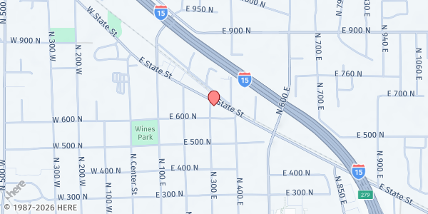 Map showing Alpine Bible Church Food Pantry at 310 E State St, Lehi, UT