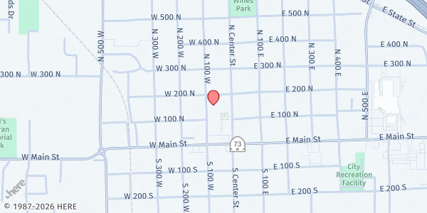 Map showing Lehi Senior Citizen Center at 123 N Center St., Lehi, UT