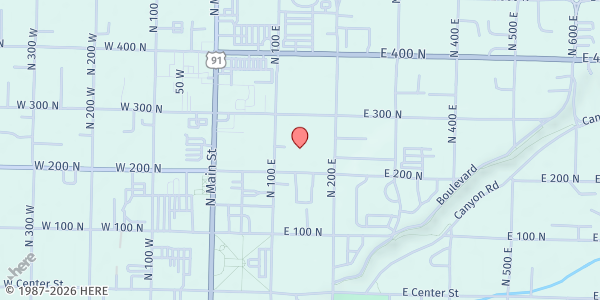 Map showing Cache County Senior Center at 240 N 100 E, Logan, UT
