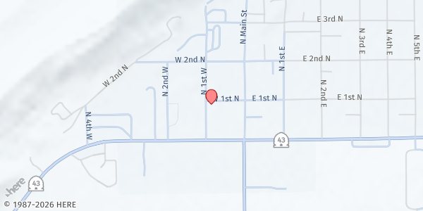 Map showing Daggett County Community Food Pantry at 93 North 1st West, Manila, UT