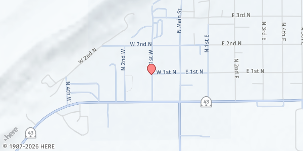 Map showing Flaming Gorge Food Pantry at 93 N 1st W, Manila, UT