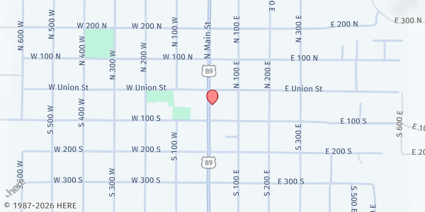 Map showing Child & Family Services Division - Manti at 55 S Main St, Manti, UT