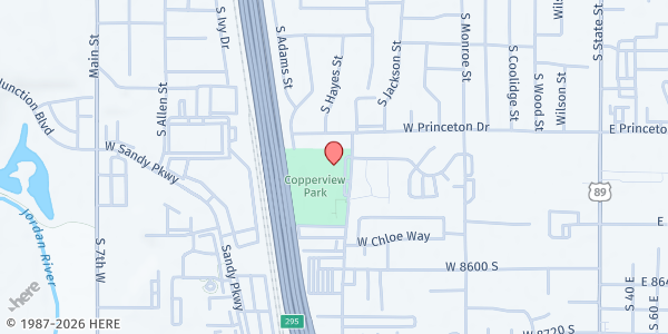 Map showing South County Neighborhood Center at 8446 S Harrison Cir, Midvale, UT