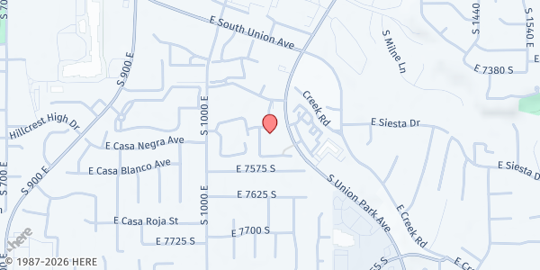 Map showing St. James Episcopal Church at 7486 Union Park Ave, Midvale, UT