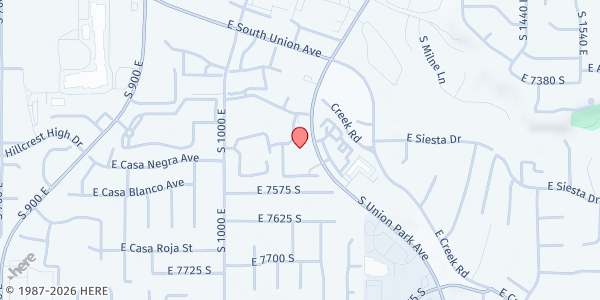 Map showing St. James Episcopal Church at 7486 Union Park Ave, Midvale, UT