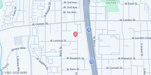 Map showing St. Therese of the Child Jesus Catholic Church at 7832 Allen St., Midvale, UT