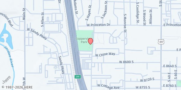 Map showing Utah Community Action (Copperview Recreation Center) at 8446 S. Harrison St. 300 W., Midvale, UT