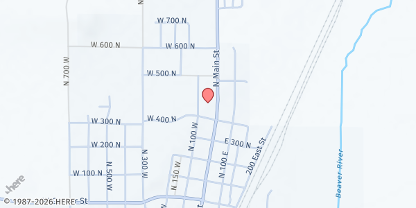 Map showing Beaver County Food Network Milford at 451 N Main St, Milford, UT