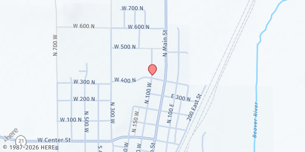 Map showing Milford Senior Center at 415 N. 100 W., Milford, UT