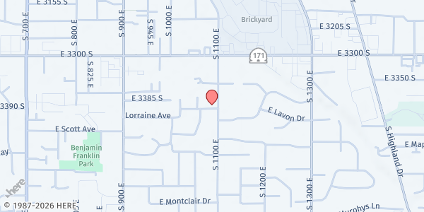Map showing Millcreek Mobile Pantry at 3400 S. 1100 E., Millcreek, UT