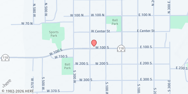 Map showing Monroe Senior Center at 152 W. 100 S., Monroe, UT