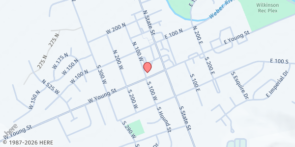 Map showing Morgan County Food Pantry - Main Location at 90 W Young St., Morgan, UT