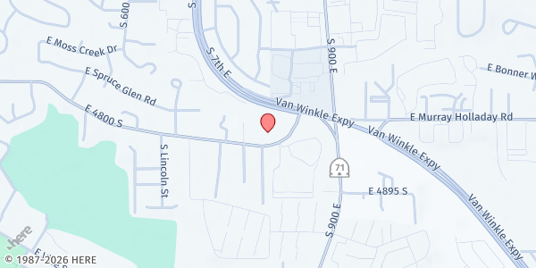 Map showing Jesus is Alive Food Pantry at 835 E. 4800 S., Murray, UT