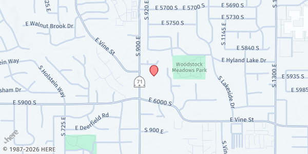 Map showing Ruth's Kitchen- Food Distribution Center at 5929 S 900 E, Murray, UT
