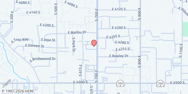 Map showing Salt Lake Christian Center at 4300 S 700 E, Murray, UT