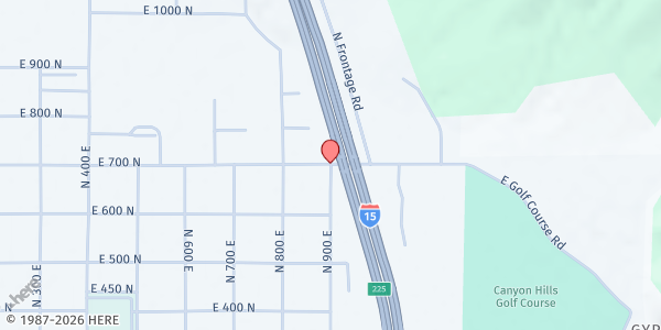 Map showing First Baptist Church - Nephi at 982 E. 700 N., Nephi, UT