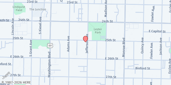 Map showing First Baptist Church of Ogden at 2519 Jefferson Ave, Ogden, UT