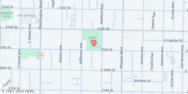 Map showing Golden Hours Senior Center at 650 25th St, Ogden, UT