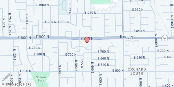Map showing Aging and Family Services - Orem at 586 E. 800 N., Orem, UT
