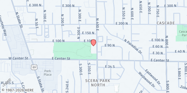 Map showing Orem Senior Friendship Center at 93 N. 400 E., Orem, UT