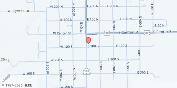 Map showing Care and Share - Garfield at 87 N 50 W, Panguitch, UT
