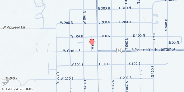 Map showing Garfield County Care & Share Panguitch at 81 N 50 W, Panguitch, UT