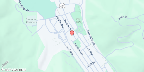 Map showing Park City Senior Center at 1361 Woodside Ave., Park City, UT