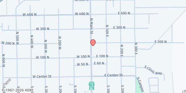 Map showing Parowan United Methodist Church at 190 N Main St, Parowan, UT