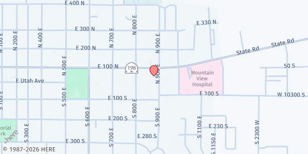 Map showing Agape Community Center at 10 S. 900 E., Payson, UT