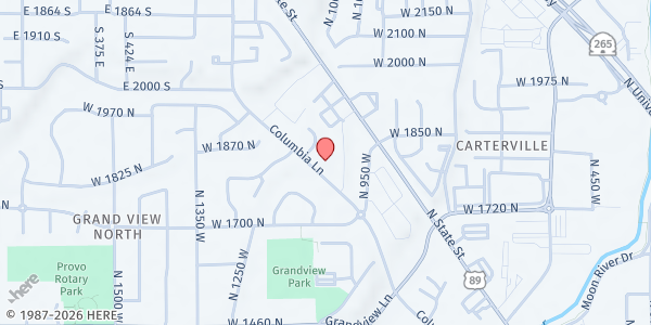 Map showing First Baptist Church of Provo at 1144 Columbia Ln., Provo, UT