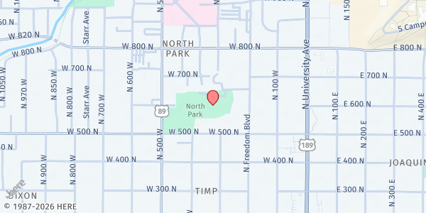 Map showing Provo Recreation Center at 320 W 500 N, Provo, UT