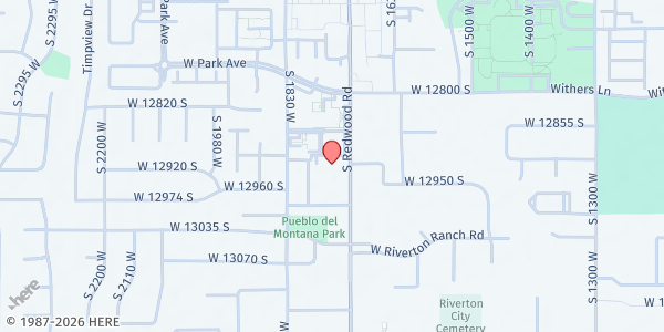 Map showing Riverton Senior Center at 12914 S Redwood Rd., Riverton, UT
