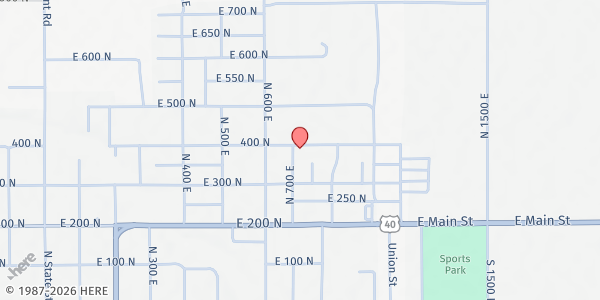 Map showing LDS Bishop's Storehouse - Roosevelt at 392 N 700 E 107-2, Roosevelt, UT