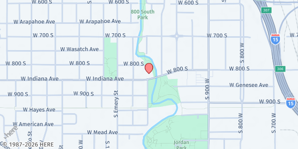 Map showing Central Compassion Center at 1076 W Indiana Ave., Salt Lake City, UT